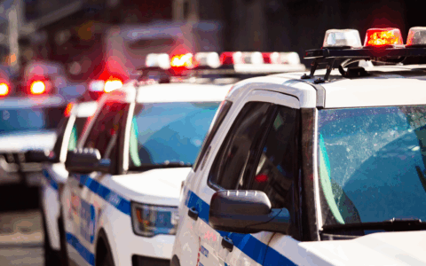 a couple of cars with a red light