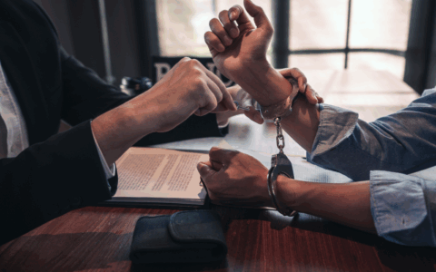 a man getting off a man his handcuffs